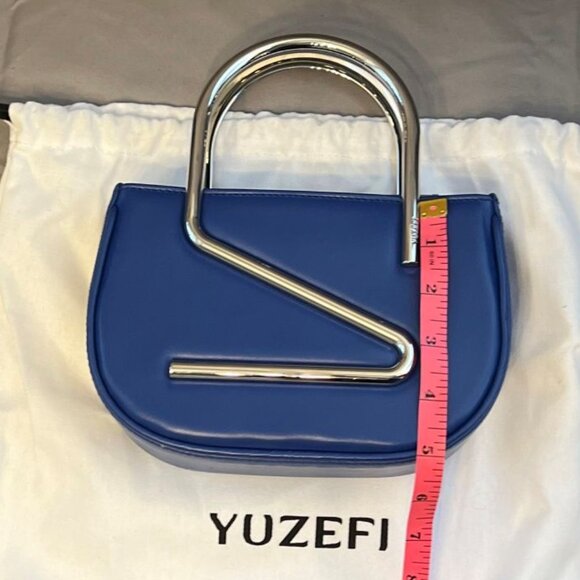 Yuzefi, Moon Bag, Blue Leather, Unique Metal Handle, NWOT - Picture 7 of 9